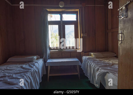 Nepal, Western Region, Ghode Pani, On the Annapurna Circuit - Day 13 - From Chitre to Ghorepani - Double Room at the New Dhaulagiri Lodge in Chitre Stock Photo