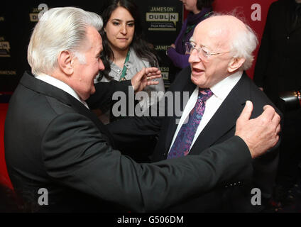 Martin Sheen (left) and President Michael D Higgins as they attend a showing of Stella Days at the Jameson Dublin International Film Festival, Dublin. PRESS ASSOCIATION Photo. Picture date: Thursday February 23, 2012. Photo credit should read: Niall Carson/PA Wire Stock Photo