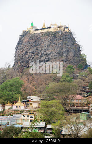 Mount Popa Buddhist monastery on top of Taung Kalat, Mandalay Region, Myanmar Stock Photo