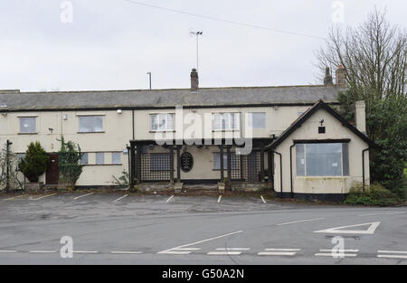 A general view of the derelict Old Star Inn pub at Collingham, Leeds Stock Photo