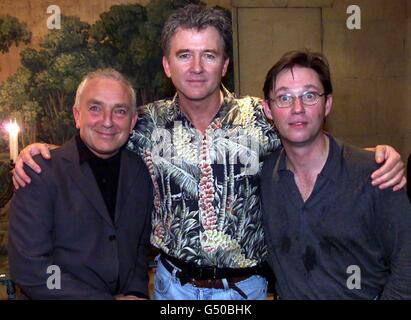 Actors Patrick Duffy (2nd right), Paul Freeman (left) and Richard Thomas (right) at an after show party at The Covent Garden Hotel after their first night in 'Art'. * Former Dallas Star Duffy plays Serge, RIchard Thomas whi is known to millions of TV viewers as the original John-Boy in The Waltons plays Yvan and Freeman plays Marc. Stock Photo