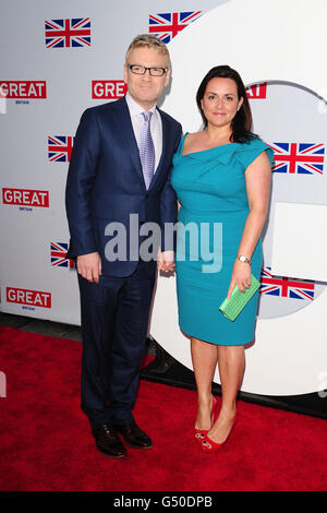 AP OUT: Kenneth Branagh and Lindsay Brunnock arrive at a reception to honour the British Nominees of the 84th Annual Academy Awards, held at the British Consul General's Residence in Los Angeles, California. Stock Photo