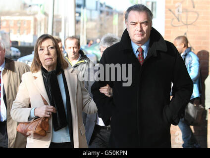 Ian Bailey and his partner Jules Thomas arrive at the Supreme Court in Dublin where he won a challenge against his extradition to France, where authorities want to question him about the murder of Sophie Toscan du Plantier in west Cork over 15 years ago. Stock Photo