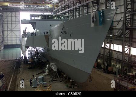 Trimaran Warship Stock Photo