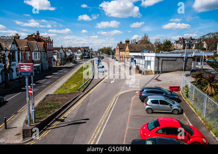 Westcliff railway station is on the c2c London, Tilbury and Southend Railway line, serving the locality of Westcliff-on-Sea, Essex, UK Stock Photo