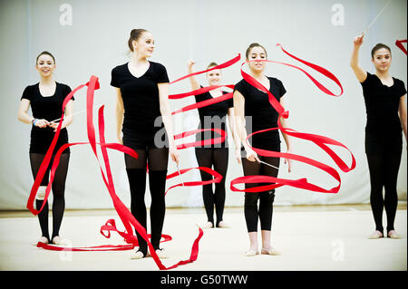 Gymnastics - Great Britain's Rythmic Gymnastics Team Training Session - University of Bath Stock Photo