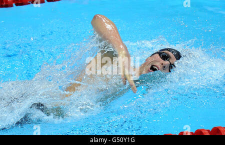 Great Britain's Robbie Renwick in action during his heat of the Men's 200m Freestyle at the British Gas Swimming Championships at the London Aquatics Centre Stock Photo