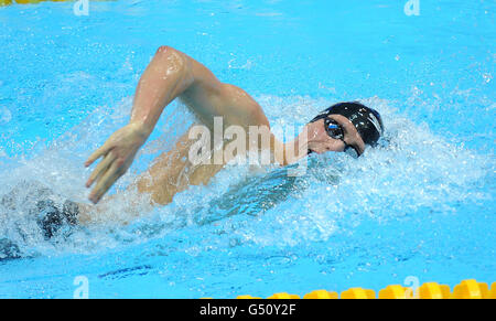 Great Britain's Robbie Renwick in action during his heat of the Men's 200m Freestyle at the British Gas Swimming Championships at the London Aquatics Centre Stock Photo