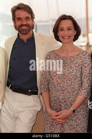 British actor Jeremy Irons and British actress Kristin Scott-Thomas at a photocall for the film ' Official Juries' at the opening day of the 53rd Cannes film festival, France. Stock Photo
