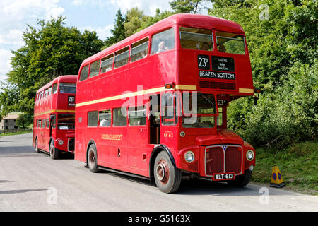 Imber bus running day 2015 at the deserted Imber village on the Salisbury Plain Military Training Area,Wiltshire,United Kingdom. Stock Photo