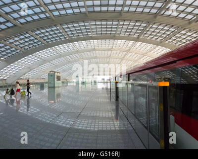 China, Beijing, Hall of the Airport Express station at the International Airport Stock Photo