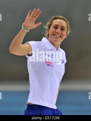 Elizabeth Simmonds after the British Gas Swimming Championships at the Aquatics Centre in the Olympic Park, London. PRESS ASSOCIATION Photo. Picture date: Saturday March 10, 2012. See PA story SWIMMING London. Photo credit should read: Martin Rickett/PA Wire Stock Photo