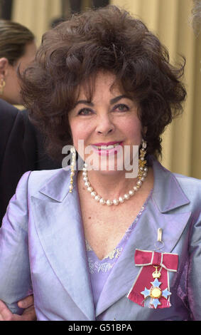 Actress Dame Elizabeth Taylor after she received the honour of Dame Commander of the Order of the British Empire (OBE) from Queen Elizabeth II at at Buckingham Palace, London. Stock Photo