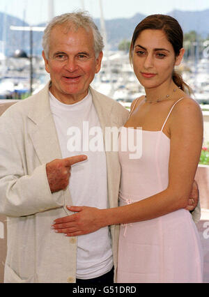 Ian Holm and Summer Phoenix, sister of River Phoenix at the Photocall for their new film 'Esther Kahn' at the Cannes Film Festival. Stock Photo