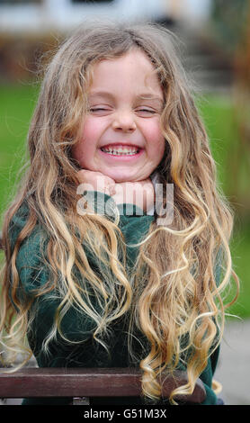 Five-year-old schoolboy Rean Carter, of Hylton Castle, Sunderland, who has never had his hair cut since the day he was born, has demanded a trip to the barber as he is sick of being mistaken for a girl. Stock Photo