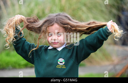 Schoolboy to get first haircut Stock Photo