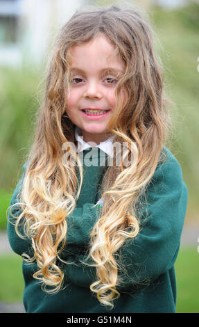 Schoolboy to get first haircut Stock Photo