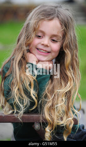 Five-year-old schoolboy Rean Carter, of Hylton Castle, Sunderland, who has never had his hair cut since the day he was born, has demanded a trip to the barber as he is sick of being mistaken for a girl. Stock Photo