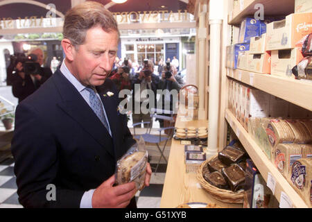 The Prince of Wales during his visit to the new Chatsworth Farm Shop in Elizabeth Street, London. Stock Photo