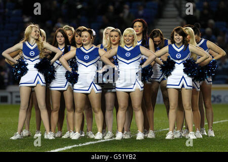 Soccer - npower Football League Championship - Brighton & Hove Albion v Derby County - AMEX Stadium. Brighton & Hove Albion cheerleaders, Gully's Girls perform for the crowd Stock Photo