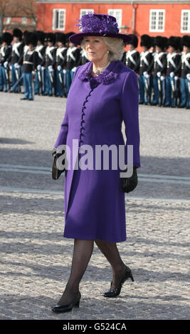 The Duchess of Cornwall attends a wreath laying ceremony at the National Memorial in Copenhagen, Denmark. Stock Photo