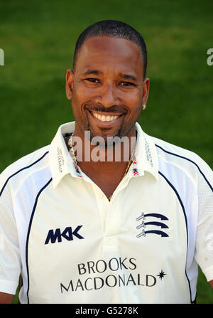 Cricket - 2012 Middlesex Photocall - Lords Cricket Ground. Corey Collymore from Middlesex Cricket Club poses for media during the press day at Lord's Cricket Ground, London Stock Photo