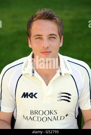 Cricket - 2012 Middlesex Photocall - Lords Cricket Ground. Josh Davey from Middlesex Cricket Club poses for media during the press day at Lord's Cricket Ground, London Stock Photo