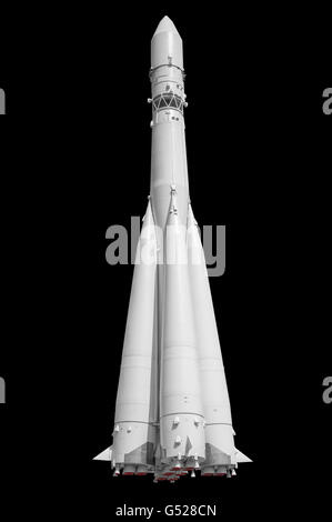 Space rocket isolated on black background Stock Photo