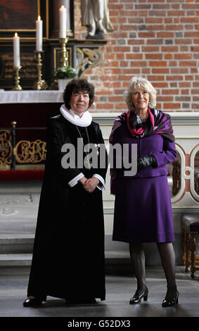 The Duchess of Cornwall visits St Mary's Church during a tour of the old town in Elsinore, Denmark. Stock Photo