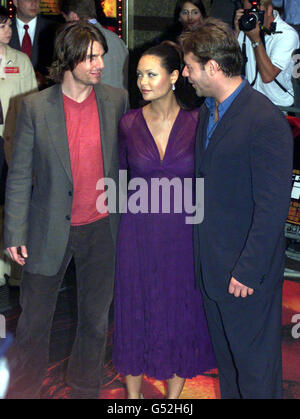 Co-stars Tom Cruise and Thandie Newton are joined by Russell Crowe for the Gala Premiere of the Mission Impossible sequel, M:I-2, at the Empire Leicester Square, central London. Tom Cruise stars as special agent Ethan Hunt in the romantic action thriller. * derived from the cult TV series from the 1960's. Stock Photo