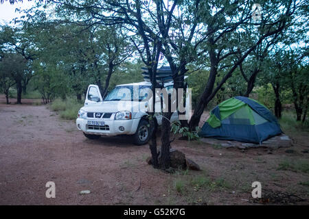 Namibia, Kunene, Etosha National Park, Camping area (Hobatere Lodge) at Galton Gate of Etosha National Park Stock Photo