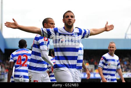 Soccer - Barclays Premier League - Queens Park Rangers v Arsenal - Loftus Road. Queens Park Rangers' Adel Taarabt celebrates scoring the opening goal of the game Stock Photo