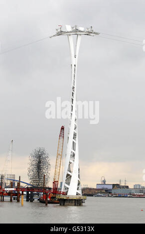 Emirates Air Line. A view of the Emirates Air Line across the River Thames in London. Stock Photo