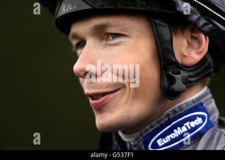 Horse Racing - Easter Family Fun Day - Kempton Park Racecourse. Jockey Jamie Spencer before the Betfred 'When Both Teams Score' Fillies Conditions Stakes at Kempton Park Racecourse. Stock Photo