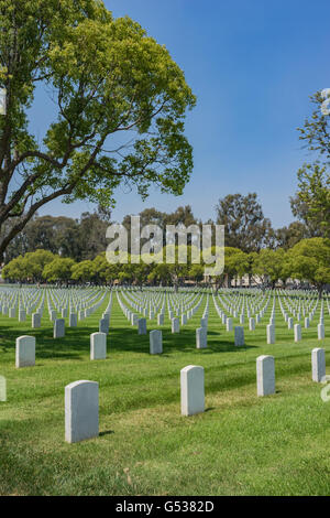 American soldier graves in Los Angeles National Cemetery in California. Stock Photo