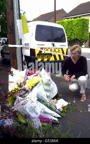 Friends of Sian at the murder scene in Mann Close, Croydon. Two teenage ...