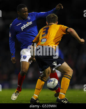 Portsmouth's Kelvin Etuhu in action against Birmingham City during the ...