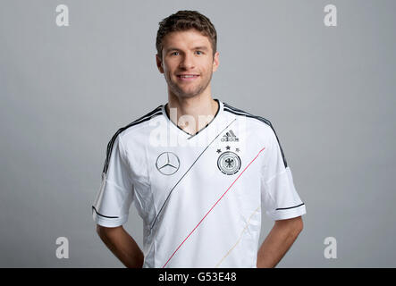 Thomas Mueller, at the official portrait photo session of the German men's national football team, on 14.11.2011, Hamburg Stock Photo