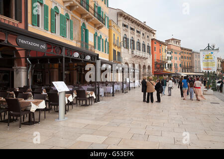 Restaurants in Piazza Bra, Verona, Veneto, Italy, Europe, PublicGround Stock Photo