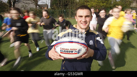 Rugby Union - Scotland Sevens Photocall - Alva Primary School Stock Photo