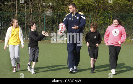 Rugby Union - Scotland Sevens Photocall - Alva Primary School Stock Photo