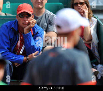 Tennis - Monte-Carlo Rolex Masters 2012 - Day Five - Monte-Carlo Country Club. Andy Murray's coach Ivan Lendl watches over him Stock Photo