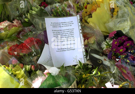 Flowers and tributes at the scene where the body of 17-year-old Heather Tell was discovered in bushes off a footpath leading to the A5 in Kettlebrook Linear Park, Tamworth, Staffordshire. * Detectives are continuing their hunt for the killer of the teenager whose body was found yards from the spot where she was due to meet a friend. Heather, who was studying for a BTec in performing arts at Sutton College in Sutton Coldfield, West Midlands, lived with her father, Peter, a self-employed printer, and 18-year-old sister in Lowforce, Stonydelph, Tamworth. Stock Photo