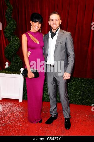 Marc Silcock and his girlfriend Amy Collings arriving for the 2012 British Soap Awards at ITV London Studios, South Bank, London. Stock Photo