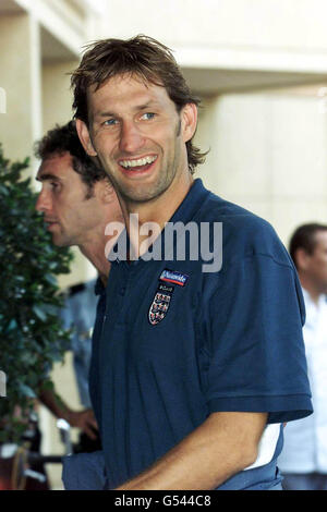 England captain Tony Adams, arrives at the team hotel in Paris ahead of Saturday's friendly against France. 20/01/01: Adams has decided to quit international football in order to prolong his career with Arsenal. The Gunners defender believes at the age of 34 he owes it to his club not to add further strain to his injury-prone body by continuing his England career. Adams, who captained his country against Germany in the last international at Wembley, said: 'I have taken the decision to listen to my body. Something has to give and it has to be the internationals'. Stock Photo