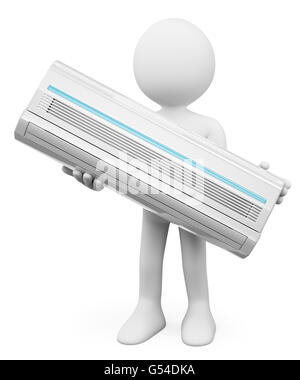 3d white people. Air Conditioner. Isolated white background. Stock Photo