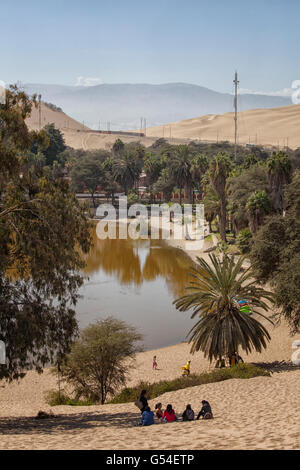 Huacachina oasis in Peru desert Stock Photo