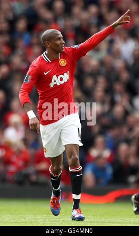 Soccer - Barclays Premier League - Manchester United v Swansea City - Old Trafford. Manchester United's Ashley Young celebrates scoring his team's second goal Stock Photo