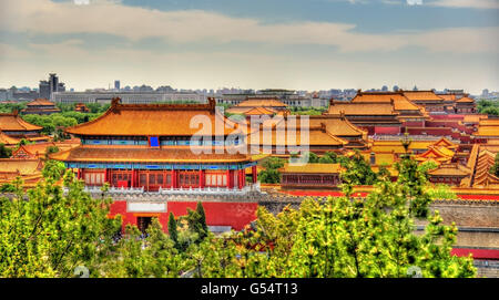 Aerial view on Forbidden City from Jingshan Park in Bejing Stock Photo