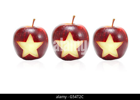 3 Star symbol on apples Stock Photo